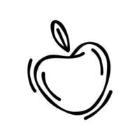Gekritzel Zeichnung von ein Apfel isoliert auf Weiß Hintergrund, gezeichnet durch Stift. Miniaturansicht zum Färbung das Buchung Buchseite. Illustration von Weg Obst vektor