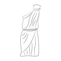 skizzieren Toga. uralt griechisch römisch Kleidung. Kontur National Kostüm. Outfit mit Falten. historisch Kleid. isoliert Objekt. gezeichnet. Illustration. vektor