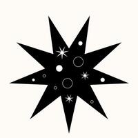 en skarp svart stjärna skärande genom Plats. minimalistisk design möter himmelsk elegans i skarp kontrast. ett ikoniska symbol av natt, återges i enkel, slående rader vektor