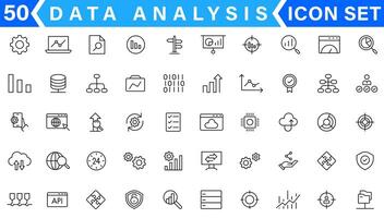 data analys ikon uppsättning. grafer, statistik, analys, analys, stor data, tillväxt, Diagram, forskning, ui, ux, gui och Mer linje ikon vektor