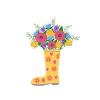 Gummi Stiefel mit Blumen. Illustration zum Drucken, Hintergründe, Abdeckungen und Verpackung. Bild können Sein benutzt zum Gruß Karten, Poster, Aufkleber und Textil. isoliert auf Weiß Hintergrund. vektor