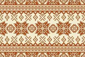 etnisk geometrisk broderi blommig mönster. broderi folk geometrisk blommig form sömlös mönster. etnisk korsa sy mönster använda sig av för tyg, textil, Hem dekoration element, klädsel. vektor