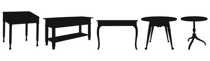 schwarz Single Silhouette von ein Schreibtisch, Abendessen Tisch, Dressing Tisch, Schreibtisch, Küche Tisch. Stück von Möbel vektor