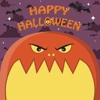halloween karaktär design. med ballongkaraktär. stort ansikte och öppen mun. på gravfält. vektor