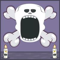 halloween karaktärsdesign med skeletthuvud. på dödskalle och ljus vektor