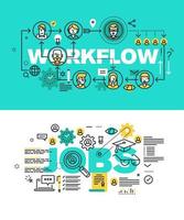 uppsättning av moderna vektorillustration begrepp av ord arbetsflöde och jobb vektor