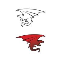 Drachen Vektor Icon Illustration Logo Design Set Tier Fantasie