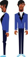 ung attraktiv manlig karaktär elegant klädd i blå kostym vektorillustration. en fullängdsillustration av en ung manlig karaktär som bär en formell kostym, män mode. vektor