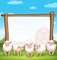 Träram med får i gården vektor