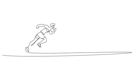 idrottare löpare manlig lopp Start ett linje konst design vektor