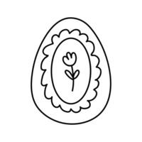 söt påsk ägg med blommor isolerat på vit bakgrund. ritad för hand illustration i klotter stil. perfekt för Semester mönster, kort, logotyp, dekorationer. vektor