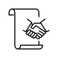 avtal, avtal, partnerskap, handla, handslag enkel tunn linje ikon illustration vektor