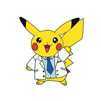 pokemon karaktär pikachu leende läkare kostym vektor