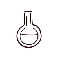 Chemie Flasche Symbol im Linie Kunst Stil. Hand gezeichnet Design zum Chemie, Labor, Wissenschaft, Biotechnologie. Illustration isoliert auf ein Weiß Hintergrund. vektor
