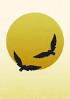 Adler Vögel im das Himmel Illustration. Falke Vögel im sonnig Himmel ästhetisch Poster. Sommer- Savanne vektor
