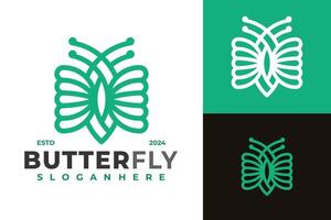 Grün Schmetterling Logo Design Symbol Symbol Illustration vektor