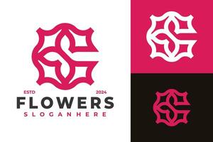 brev c blommor logotyp design symbol ikon illustration vektor