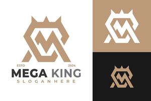 Brief m Krone König Logo Design Symbol Symbol Illustration vektor