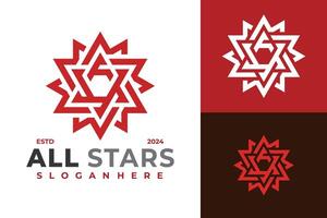 Brief ein alle Sterne Logo Design Symbol Symbol Illustration vektor