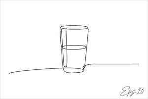 kontinuierlich Linie Kunst Zeichnung von ein Glas gefüllt mit Wasser vektor