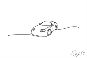 kontinuerlig linje konst teckning av en sedan bil vektor