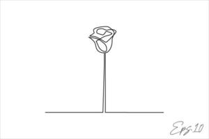 kontinuerlig linje konst teckning av en enda blomma vektor