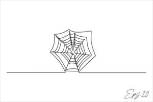 kontinuerlig linje konst teckning av en spindelns webb vektor