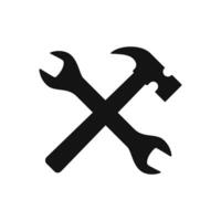Schlüssel und Hammer Symbol einstellen Illustration isoliert Zeichen Symbol im Weiß Hintergrund. vektor
