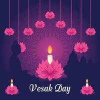 Vesak dag illustration festival firande social media posta och Vesak dag baner vektor