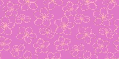 pastell rosa sömlös mönster med former rader blommor. hand dragen skiss. abstrakt konturer blommig enkel prydnad. vektor