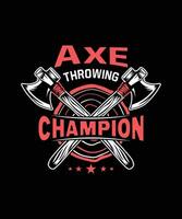 Axt werfen Champion Axt werfen T-Shirt Design vektor