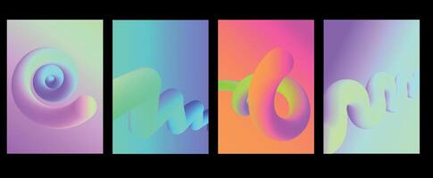 abstrakt vätska kurva affisch bakgrund, broschyr eller flyer.gradient blandning linje, kreativ flytande färgrik former.futuristiska omslag mallar uppsättning med mjuk lutning rader. bakgrunder med 3d former vektor