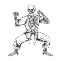 Skelett Schädel Karate Illustration Design vektor
