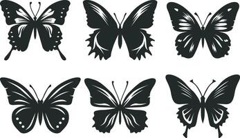 Schmetterling Silhouetten bündeln Sammlung, schwarz Schmetterling einstellen vektor