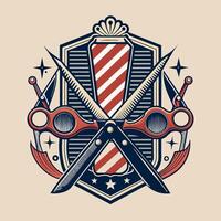 Logo Friseur Jahrgang retro, Logo Vorlage vektor