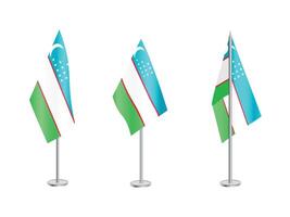 flagga av uzbekistan med silver- stolpe.set av uzbekistan nationell flagga vektor