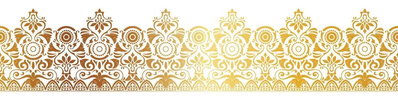 abstrakt blommig gräns sömlös gyllene papper gräns träsnideri dekorativ mönster vektor