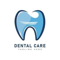 elegant och professionell logotyp för dental tjänster, kombinerande en blå tand ikon med text vektor