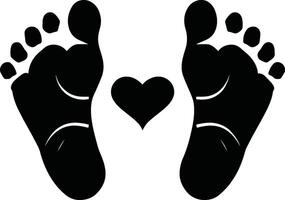 bebis fotspår med en hjärta i de mitten vektor
