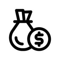 Geld Tasche Symbol. Linie Symbol zum Ihre Webseite, Handy, Mobiltelefon, Präsentation, und Logo Design. vektor