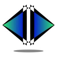 blå och svart linje logotyp. triangel tvilling begrepp. vektor