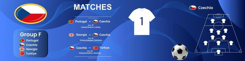 Information Banner von das Tschechisch National Fußball Mannschaft mit das Spiel Zeitplan. nahtlos Karussell zum instagram. vektor