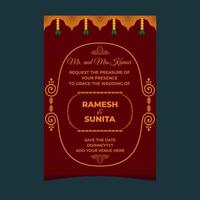 elegant indisk bröllop kort layout design med mötesplats detaljer vektor