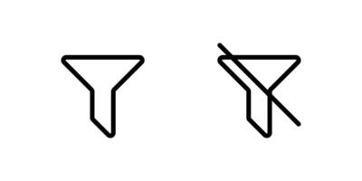 filtrera och Nej filtrera, sväng på och av filter ikoner i linje stil design isolerat på vit bakgrund. redigerbar stroke. vektor