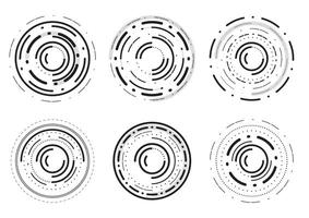 uppsättning av grafisk cirkel ramar. ikon uppsättning teknologi cirkel design. vektor