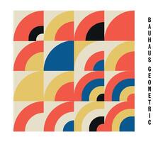 einfach Bauhaus Poster Hintergrund. nahtlos Muster mit Rot, Blau und Gelb Farbe Palette vektor