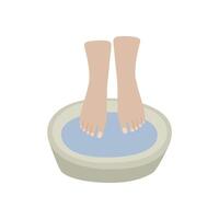 Fuß Bad. weiblich Beine während Massage. vektor