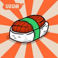 sushi hand dragen illustration i retro stil vektor
