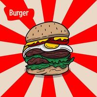 Burger Hand gezeichnet Illustration, Essen Illustration vektor