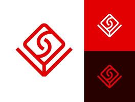 brev s logotyp mall i de form av en reste sig från redigerbar röd rader vektor